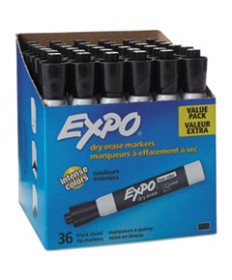 LOW-ODOR DRY-ERASE MARKER, BROAD CHISEL TIP, BLACK, 36/BOX