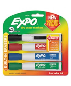 MAGNETIC DRY ERASE MARKER, BROAD CHISEL TIP, ASSORTED COLORS, 4/PACK