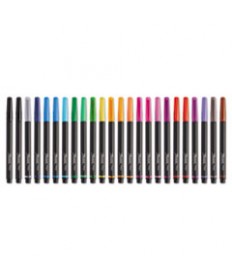 ART PEN STICK POROUS POINT PEN, FINE 0.4 MM, ASSORTED INK, BLACK BARREL, 24/PACK