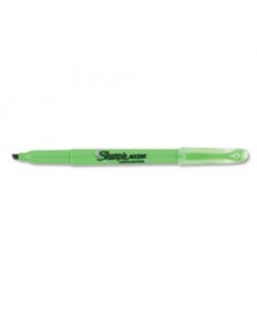 POCKET STYLE HIGHLIGHTERS, CHISEL TIP, FLUORESCENT GREEN, DOZEN