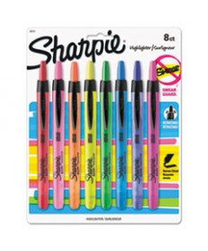 RETRACTABLE HIGHLIGHTERS, CHISEL TIP, ASSORTED COLORS, 8/SET