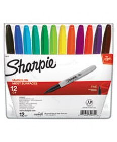 FINE TIP PERMANENT MARKER, ASSORTED COLORS, 12/SET