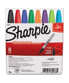 FINE TIP PERMANENT MARKER, ASSORTED COLORS, 8/SET