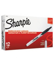 RETRACTABLE PERMANENT MARKER, FINE BULLET TIP, BLACK