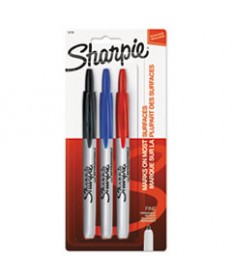 RETRACTABLE PERMANENT MARKER, FINE BULLET TIP, ASSORTED COLORS, 3/SET
