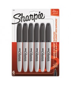 SUPER PERMANENT MARKER, FINE BULLET TIP, BLACK, 6/PACK