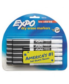 LOW-ODOR DRY-ERASE MARKER, FINE BULLET TIP, BLACK, DOZEN