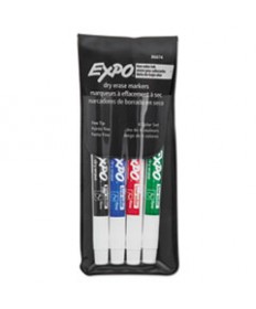 LOW-ODOR DRY-ERASE MARKER, FINE BULLET TIP, ASSORTED COLORS, 4/SET