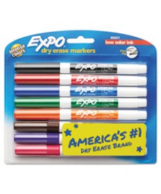 LOW-ODOR DRY-ERASE MARKER, FINE BULLET TIP, ASSORTED COLORS, 8/SET