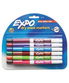 LOW-ODOR DRY-ERASE MARKER, FINE BULLET TIP, ASSORTED COLORS, 12/SET