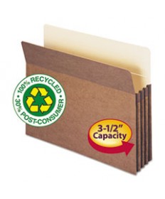 100% RECYCLED TOP TAB FILE POCKETS, 3.5" EXPANSION, LETTER SIZE, REDROPE, 25/BOX