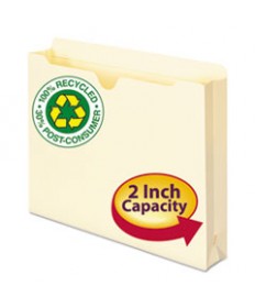 100% RECYCLED TOP TAB FILE JACKETS, STRAIGHT TAB, LETTER SIZE, MANILA, 50/BOX