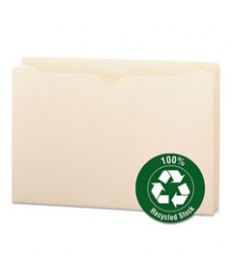 100% RECYCLED TOP TAB FILE JACKETS, STRAIGHT TAB, LEGAL SIZE, MANILA, 50/BOX