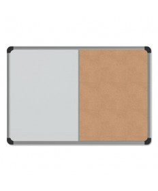 Cork/dry Erase Board, Melamine, 24 X 18, Black/gray Aluminum/plastic Frame