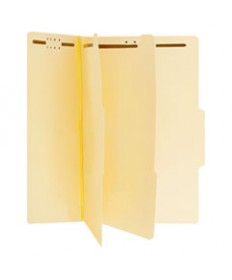 BRIGHT COLORED PRESSBOARD CLASSIFICATION FOLDERS, 2 DIVIDERS, LETTER SIZE, YELLOW, 10/BOX