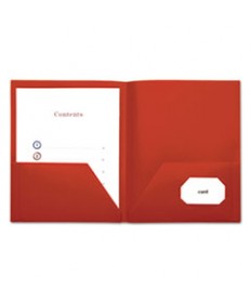 Two-Pocket Plastic Folders, 11 X 8 1/2, Red, 10/pack