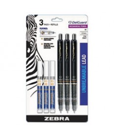 DELGUARD MECHANICAL PENCIL, 0.5 MM, HB (#2.5), BLACK LEAD, BLACK BARREL, 3/PACK