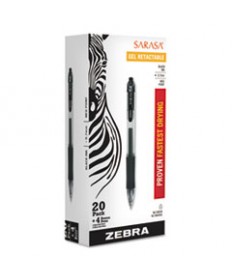 SARASA DRY GEL X20 RETRACTABLE GEL PEN VALUE PACK, MEDIUM 0.7MM, BLACK INK, SMOKE BARREL, 24/BOX