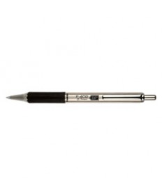 F-402 RETRACTABLE BALLPOINT PEN, 0.7MM, BLACK INK, STAINLESS STEEL/BLACK BARREL