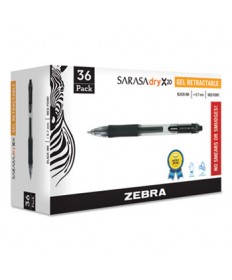 SARASA DRY GEL X20 RETRACTABLE GEL PEN, MEDIUM 0.7MM, BLACK INK, SMOKE BARREL, 36/PACK