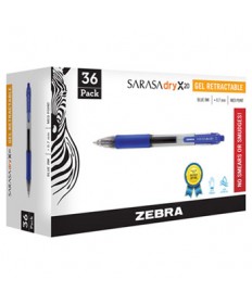 SARASA DRY GEL X20 RETRACTABLE GEL PEN, MEDIUM 0.7MM, BLUE INK, TRANSLUCENT BLUE BARREL, 36/PACK