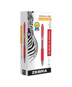 SARASA DRY GEL X20 RETRACTABLE GEL PEN, MEDIUM 0.7MM, RED INK, TRANSLUCENT RED BARREL, DOZEN