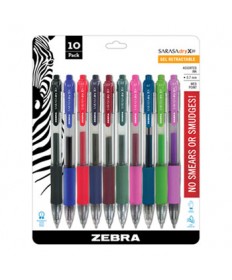 SARASA DRY GEL X20 RETRACTABLE GEL PEN, MEDIUM 0.7MM, ASSORTED INK/BARREL, 10/PACK