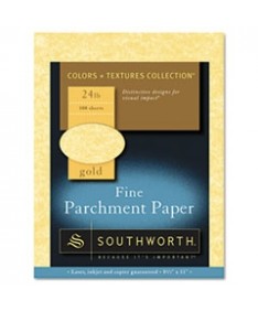 Parchment Specialty Paper, 24 lb Bond Weight, 8.5 x 11, Gold, 100/Pack
