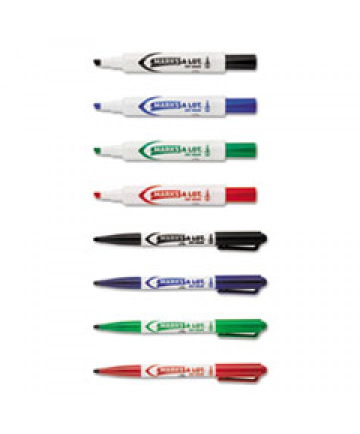 MARKS A LOT DESK/PEN STYLE DRY ERASE MARKER COMBO PACK, 12 BROAD BULLET TIP, 12 BROAD CHISEL TIP